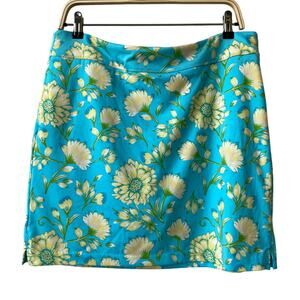 Greg Norman Floral Golf Skort Mini Skirt Women M Blue Tennis Prep Cottagecore